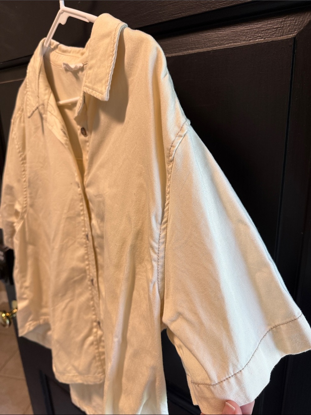 Jane and Delancey Cream Short-Sleeve Button-Down Shirt - Picture 7 of 7